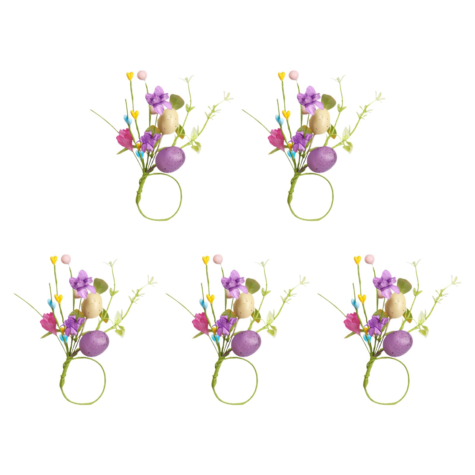 ZEPFJHE Of 5 Spring Themed Colorful Eggs Napkin Rings Foam Materials Holders Suitable for Parties and Gatherings Spume Circlets
