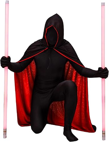 Miniatura 7 de Eigso - Capa de terciopelo unisex con capucha para Halloween, capa de vampiro para mujeres y hombres, capas largas reversibles de bruja