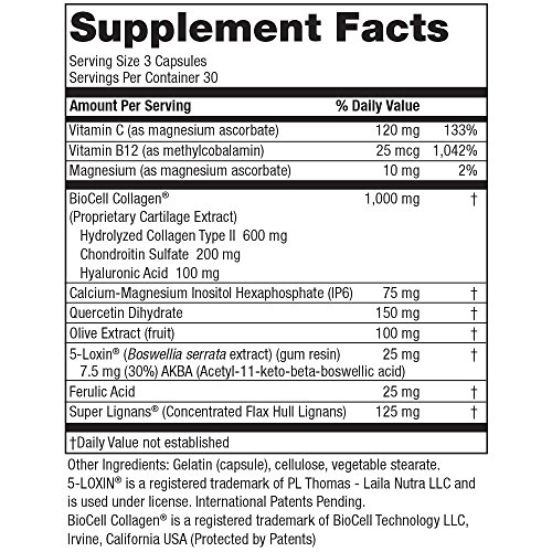 Purity Products H.a. Joint And Skin Super Formula Biocell Collagen W/ Hyaluronic Acid Supports Healthy Joint Flexibility, Healthy Synovial Fluid, And Joint Lubrication - 5-Loxin - 90 Capsules (1) #TOP1