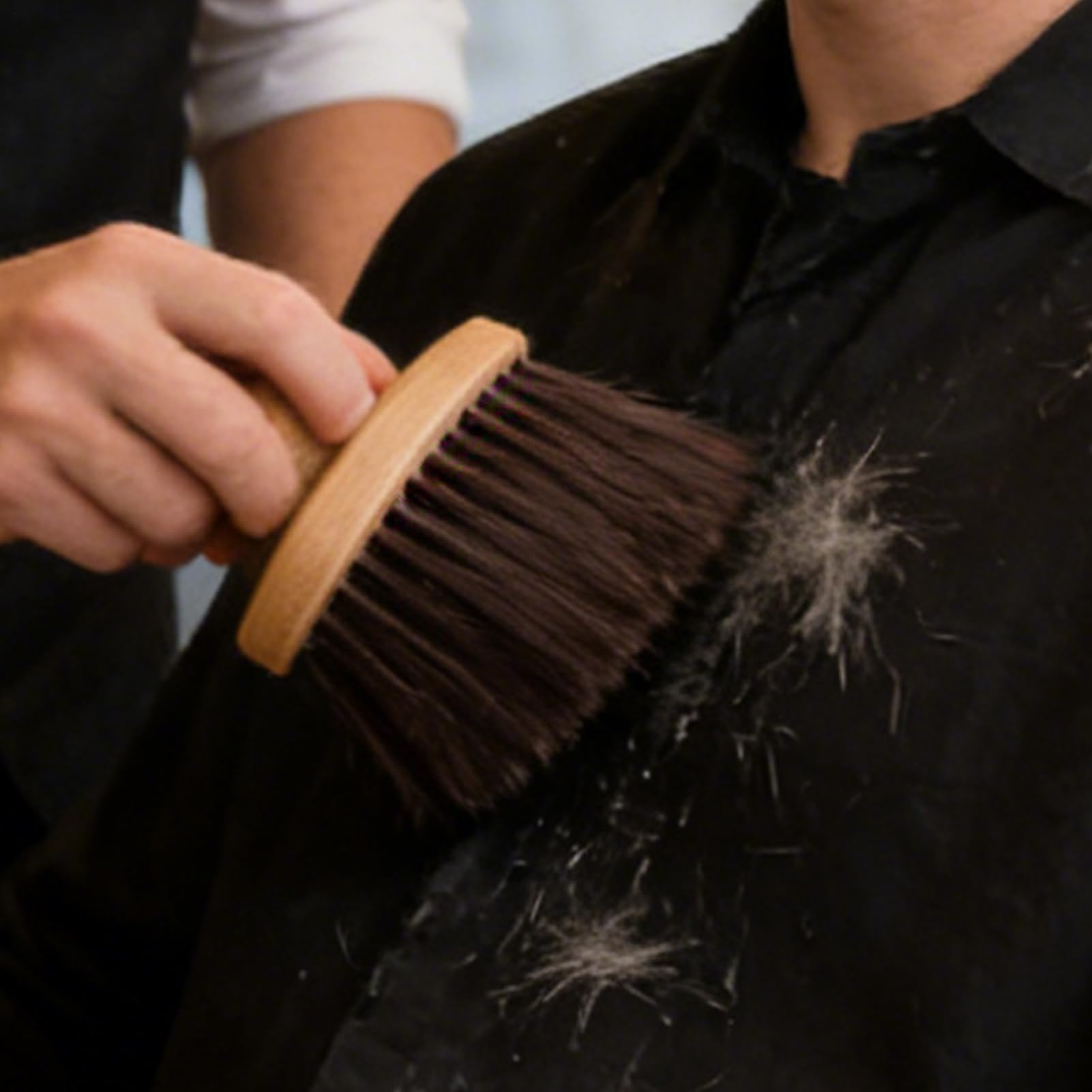 Spazzola per collo da, con setole morbide, spazzola per spolverare i capelli con manico in legno, per barbieri, saloni di bellezza, case residenziali, appartamenti, parrucchieri, uomini