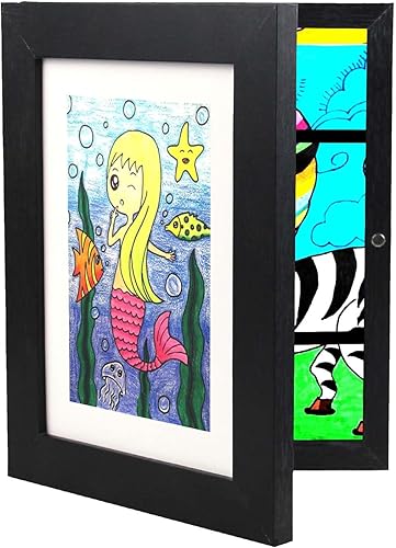 TIME TREE Marcos de arte para niños, marcos de arte intercambiables para niños, con apertura frontal, capacidad para 150 marcos de arte para niños,