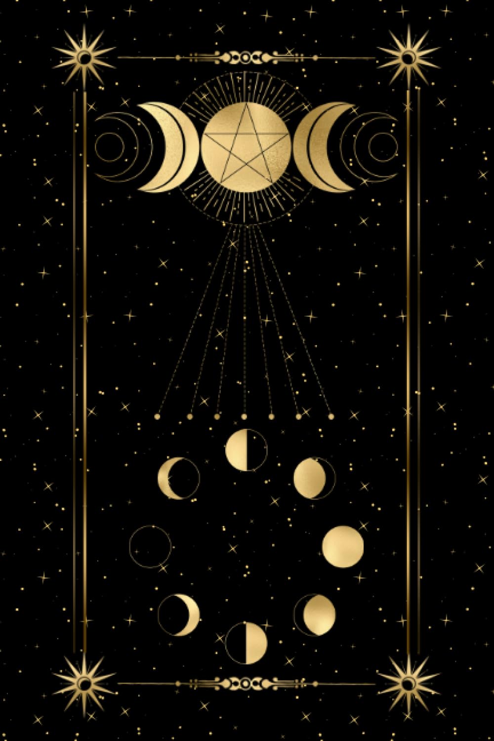 Tarot Notebook: Black and Gold Celestial Journal With Stars, Moon, And Sun