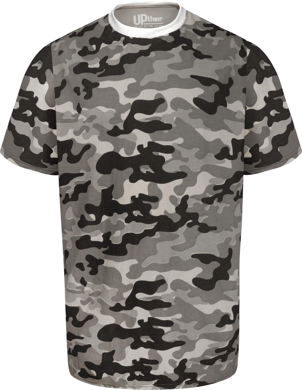 Uptheir Mens Pat Camouflage SS T-Shirt - Grey - 7XL