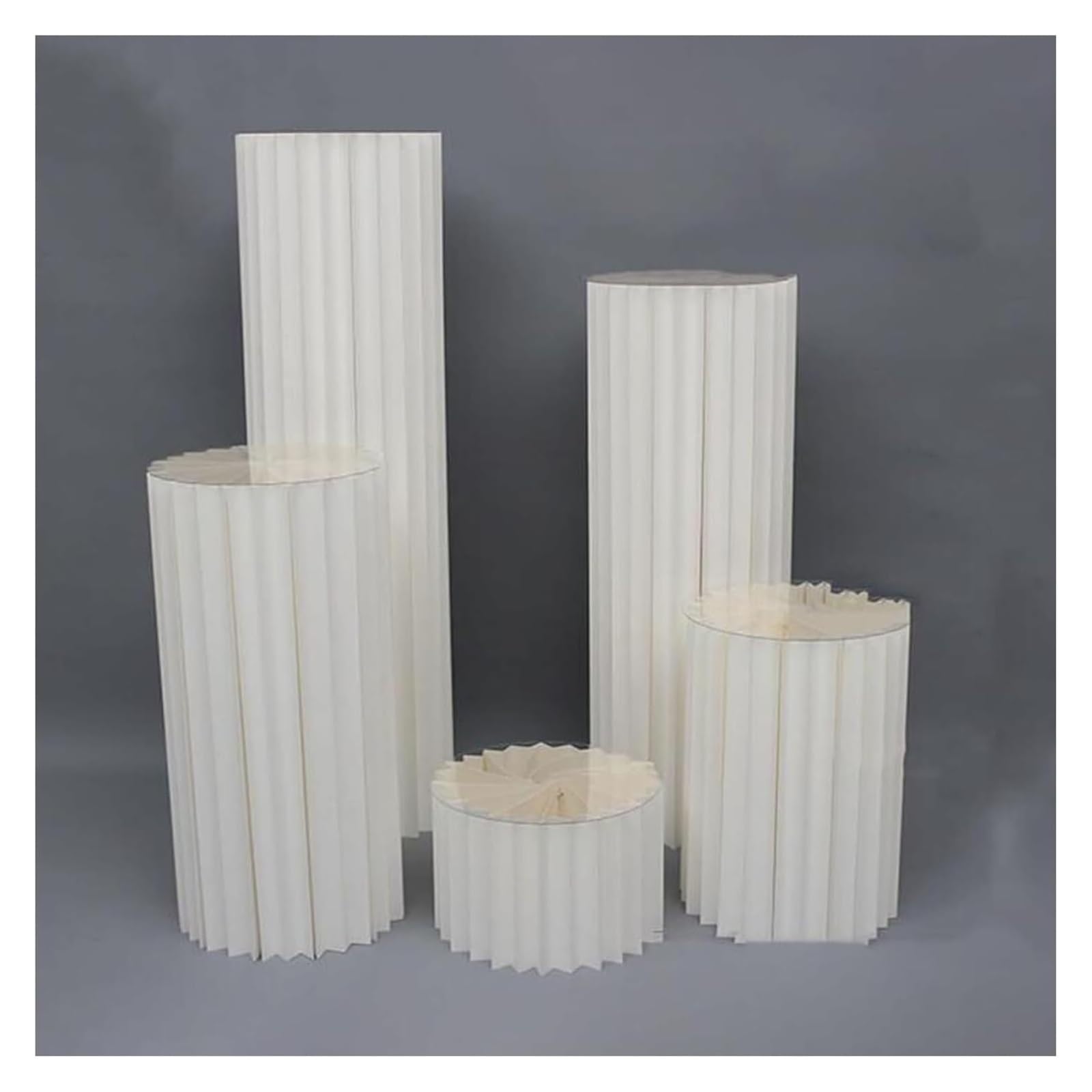 GDHKDDFL Paper advertising stands for trade shows and event Foldable Paper Columns Display Pedestals Stands, Wedding Vases Stand Centerpiece Cardboard(Wit,Diameter 40cm)