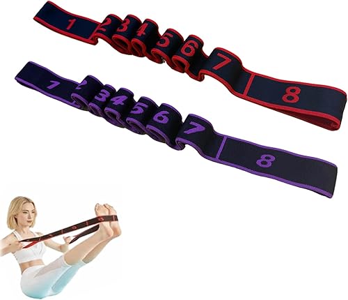 Miniatura 7 de Banda de resistencia de fitness para estiramiento y yoga, banda de resistencia elástica numérica con marcas claras, bandas elásticas de 3