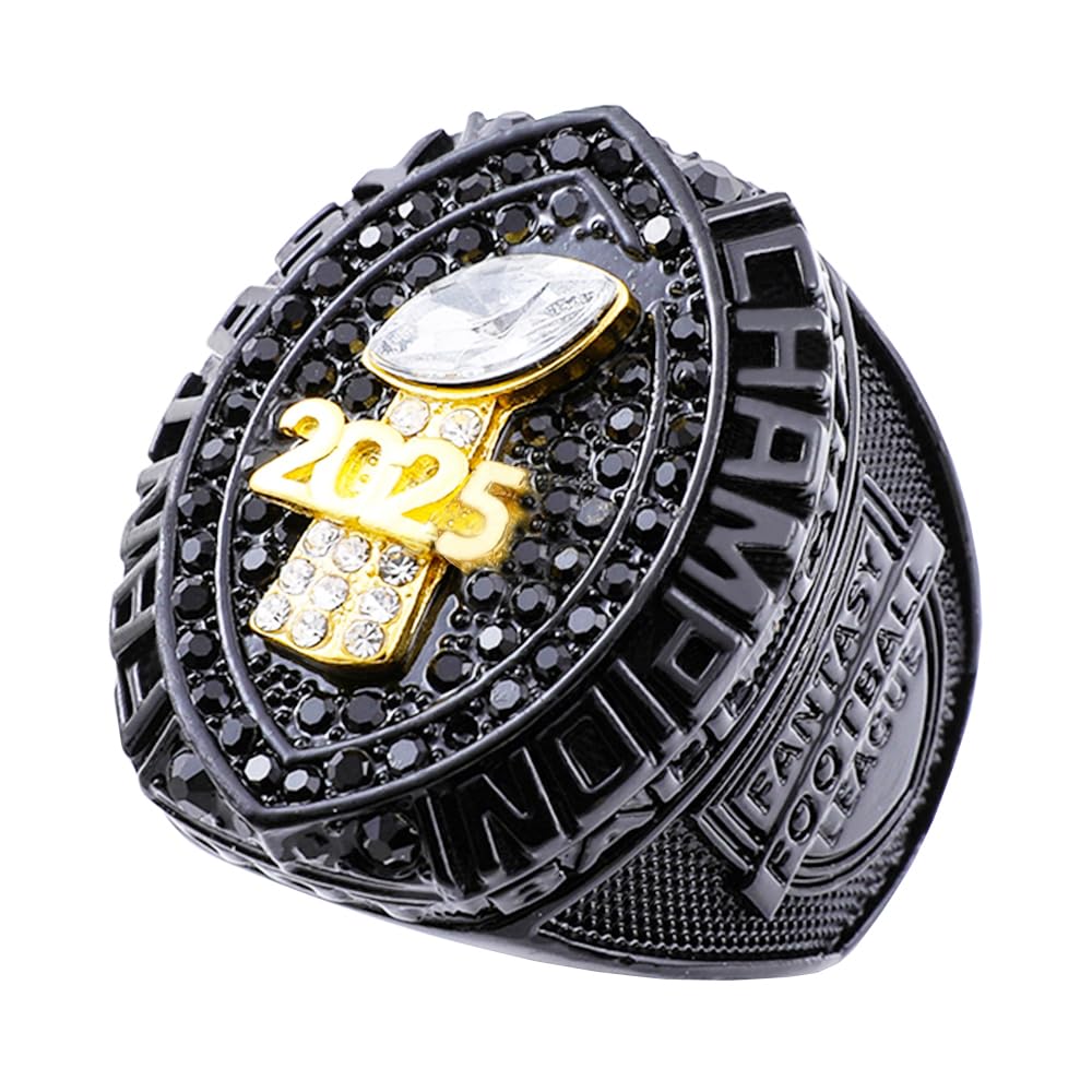 guancrown 2025 Fantasy Football Championship Trophy Ring Award Prize Sports Winner FFL Champion Ring With Box (size 10 with free box)