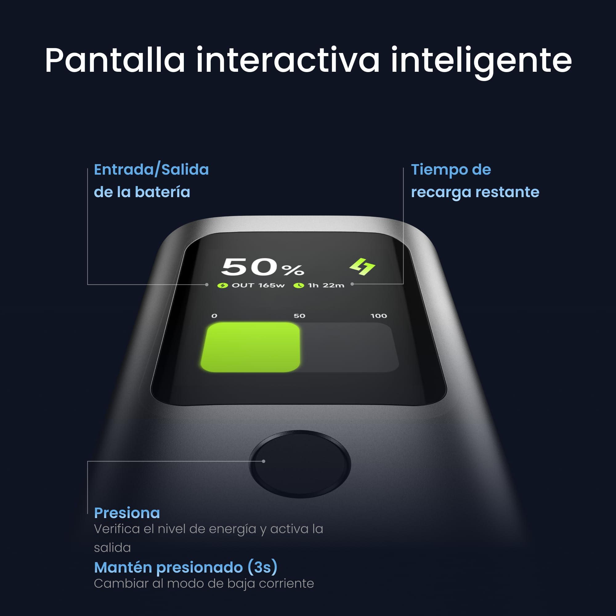 sharge Power Bank Retractable 165, Salida 165W 20.000mAh Cargador Portátil con Cable Retráctil Integrado, Pantalla TFT Interactiva Smart con 3 Puertos para iPhone 17/16/15/14, Galaxy, MacBook