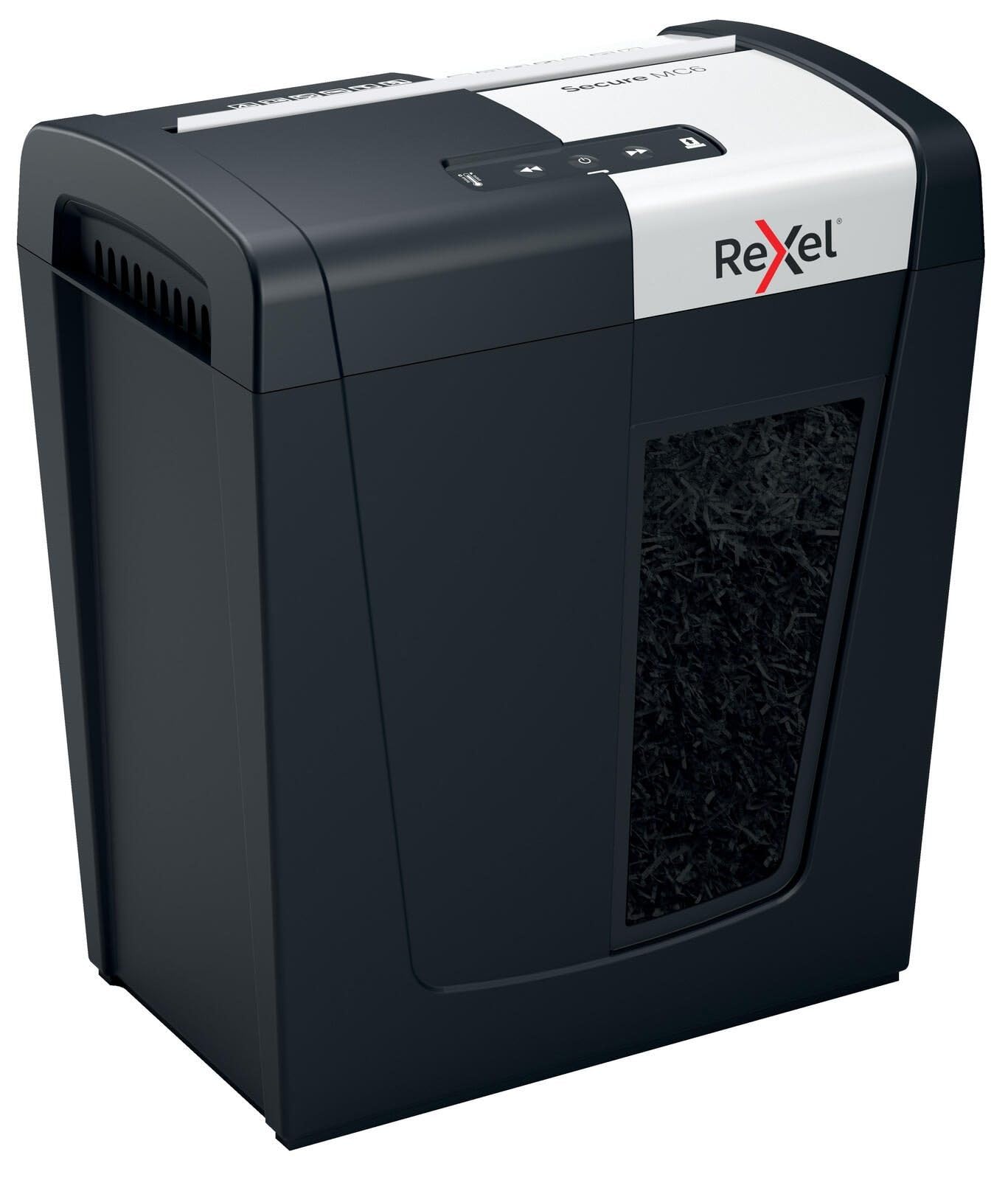 Rexel MC6 Whisper-Shred, Niszczarka do Papieru, Tnie na Mikrościnki do 6 kartek (80 gsm), P-5, Domowe Biuro, Pojemność Pojemnika na ścinki 18L, Cicha i Kompaktowa, Seria Protect (2020130EU)