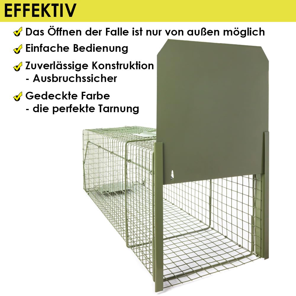 Petigi Lebendfalle Grün Drahtfalle Marder Lebend Wiesel Garten Kaninchen Abwehr Umsiedeln Falle Haus Zubehör Ratte Vertreiben Dachboden Rattenfalle 102 x 29 x 31 cm