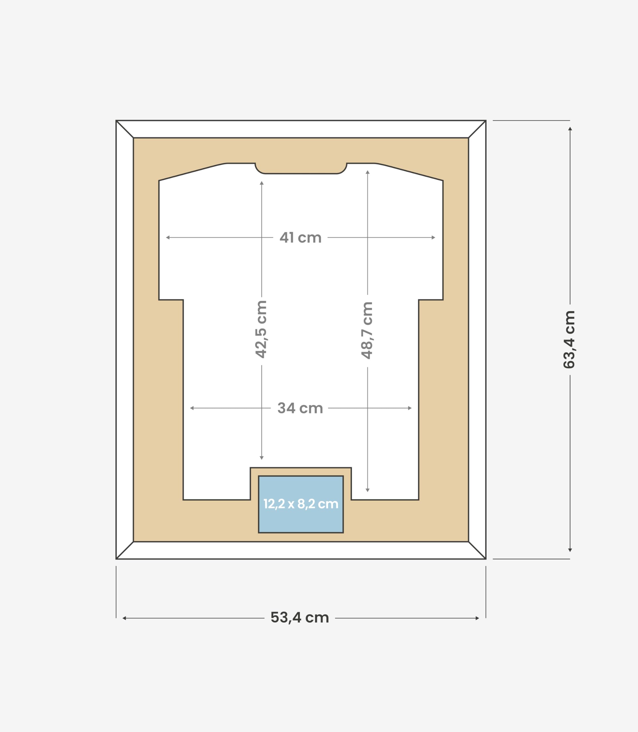ARTIS Frametheshirt Premium - Trikotrahmen Fußball, Bilderrahmen für Trikot – Objektrahmen - 53,4x63,4x5 cm - Holz-Rahmen in Schwarz - Trikotrahmen Handball, Volleyball, Sporttrikots - Jersey Frame