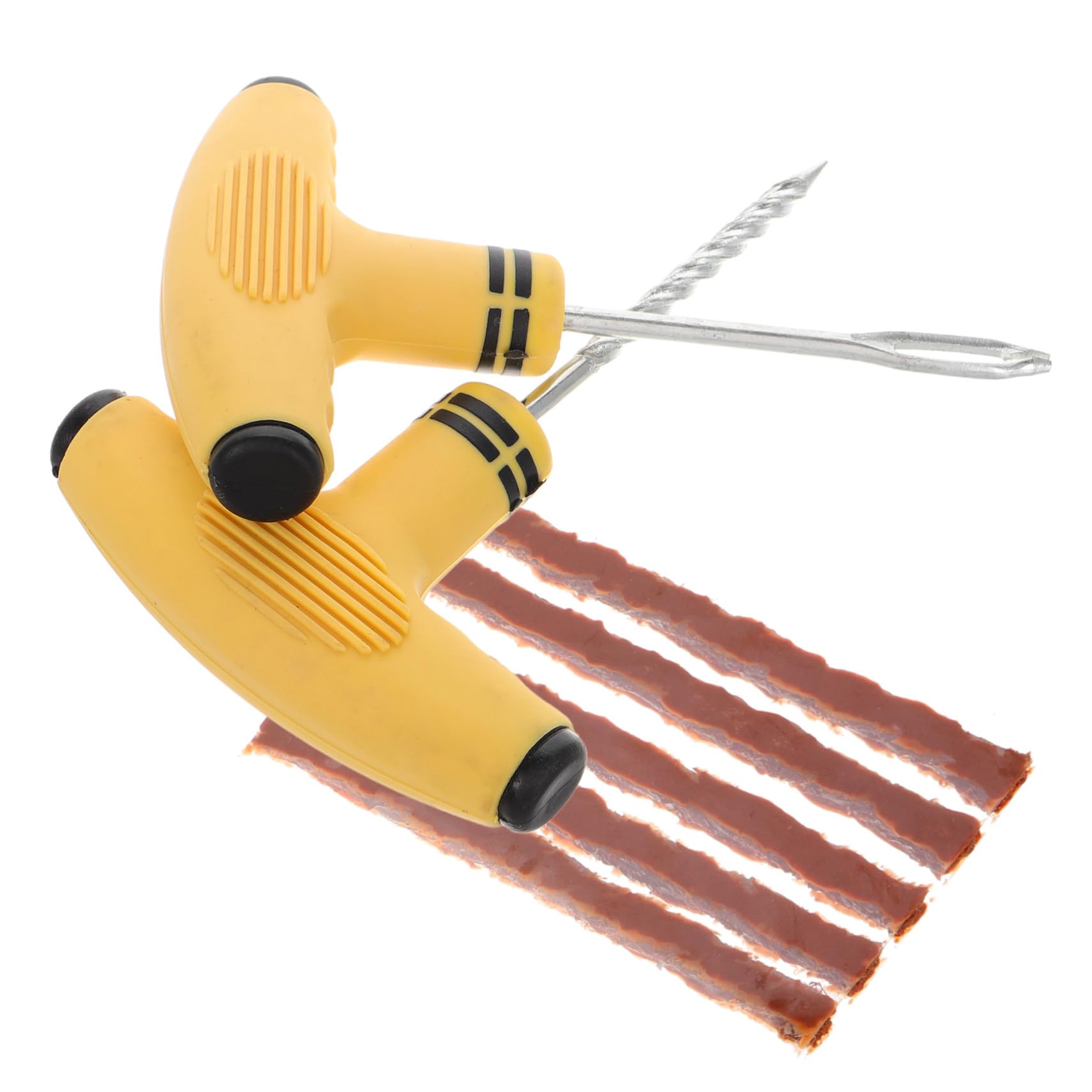 PRETYZOOM 1 Set Tire Repair Tool Tire Repair Kit Emergency Tire Repair Kit Tire Patch Kit Heavy Duty Wheel Repair Kit Motorcycle Tire Repair Kit Bike Flat Repair Kit Yellow Metal