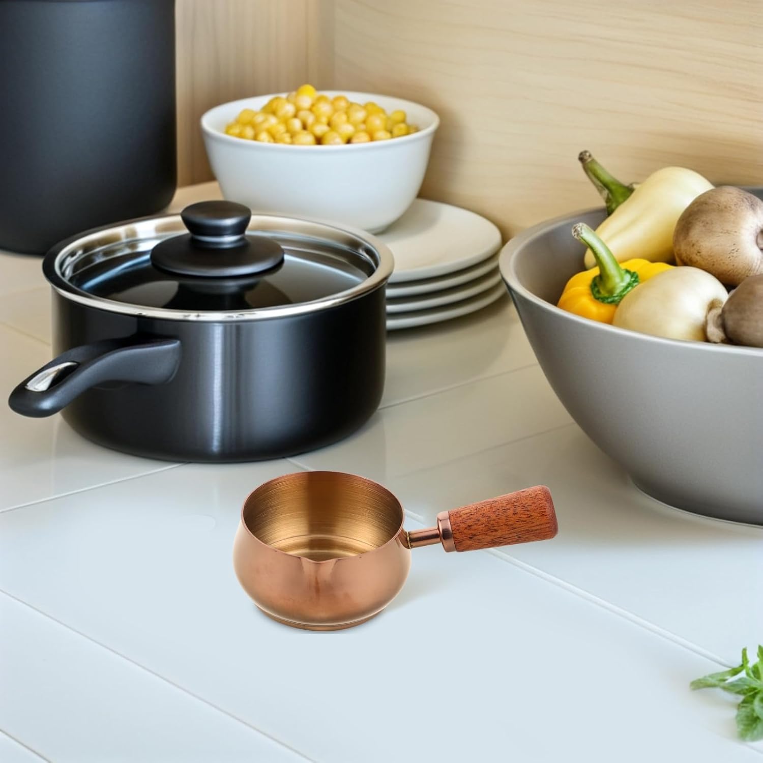 Stainless Steel Dipping Sauce Cup Xmas with Wood Handle 60ml