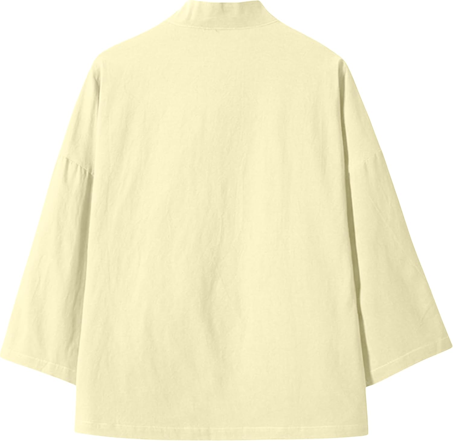 Mens Japanese Kimono Cardigan Cotton Linen Haori Fashion 3/4 Sleeve Yukata | Shawl Collar Kimono Jacket Robe Embroidery Patchwork Happi Coat Tie Pockets Lightweight Outerwear Daily Casual All Seasons