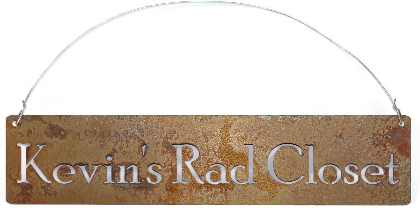 Custom Metal Garden Stake and Pet Memorial Signs Wall Art or Staked Options 20 to 33 Inches Tall Rusted or Powder Coated Finish (Rectangle Hanging Sign, 18x4 Inches)