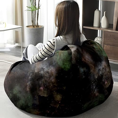 Miniatura 2 de Puf para adultos (sin relleno), funda para puf de cielo estrellado, almacenamiento de animales de peluche para niños, cómodas, puf lavable, sofá