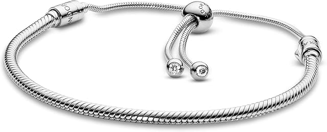 Pandora Moments Women's Sterling Silver Cubic Zirconia Slider Bracelet for Charms