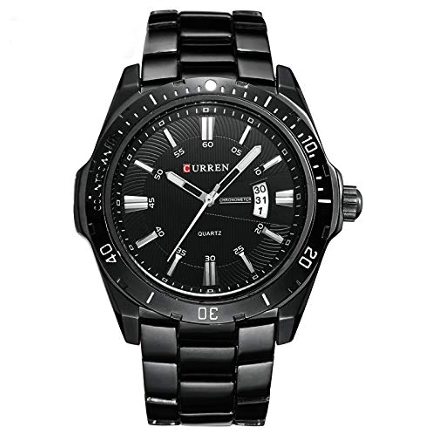 CURREN 8110 Men Japan Quartz Movement Leather Watch Stainless Steel Sport Wrist Watch Relogio Masculino Gift black