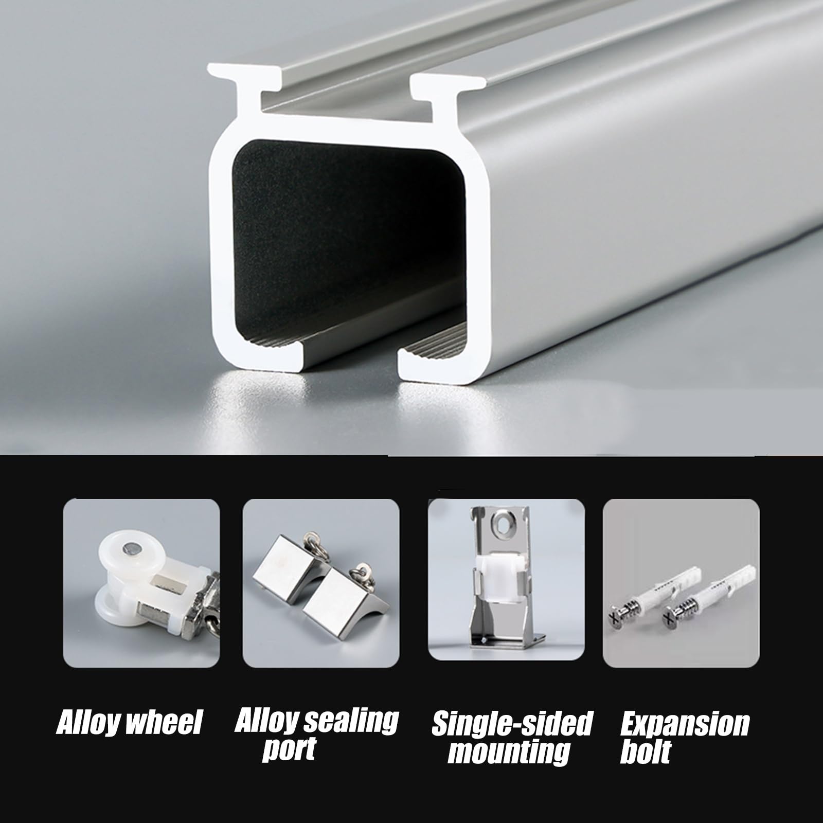 Genérico Sistema de rieles para Cortinas, Barra de riel de aleación de Aluminio de 3,1 m para Montaje en Pared: solución silenciosa y fluida para Separar ambientes en Salas de Estar, dormitorios y of