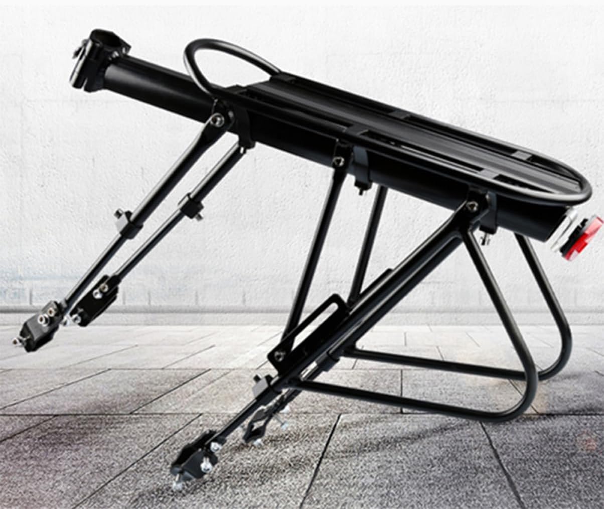 TOYANDONA Mountain Bike Carrier Rack Aluminum Alloy Quick Release Rear Luggage Carrier Solid Balance Support for Pannier and Cargo Compatible Most Bikes Easy Installation