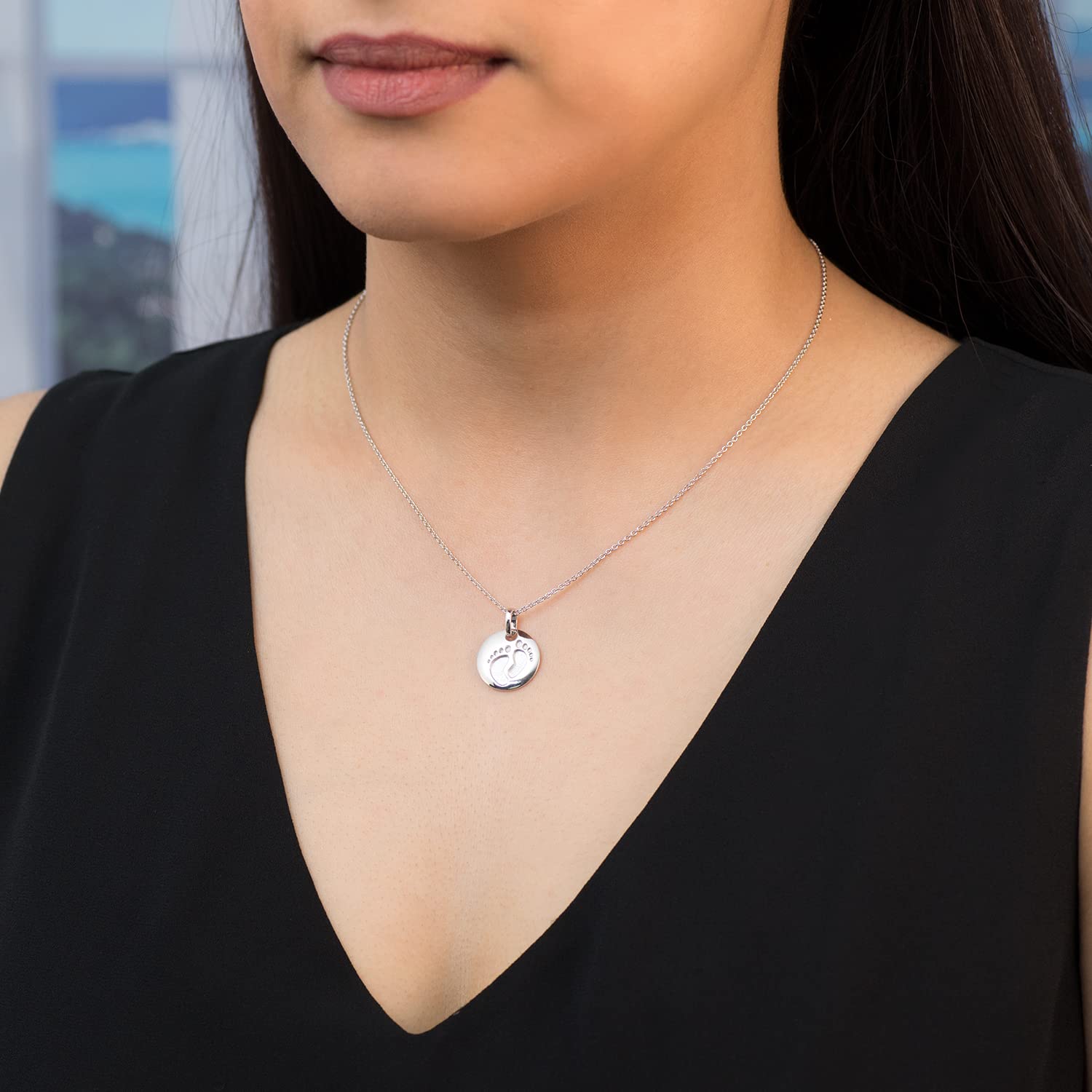 MATERIA by Matthias Wagner Babyfuß Anhänger mit Kette Silber 925 rhodiniert - Geburtsgeschenk