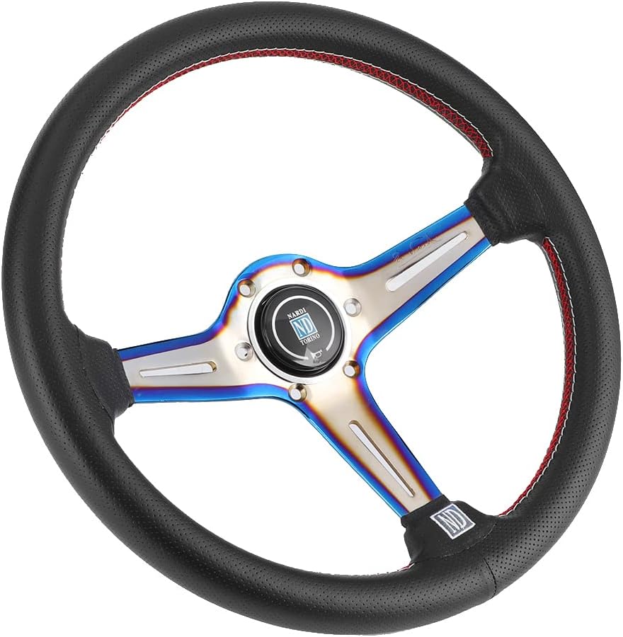14in Leather Steering Wheel Leather Wrapped Racing Wheel