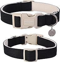 Vista 3 de DOGWONG Collar de algodón de cáñamo para perros, collar negro resistente ajustable de tela suave y natural para mascotas, lindo collar de boda
