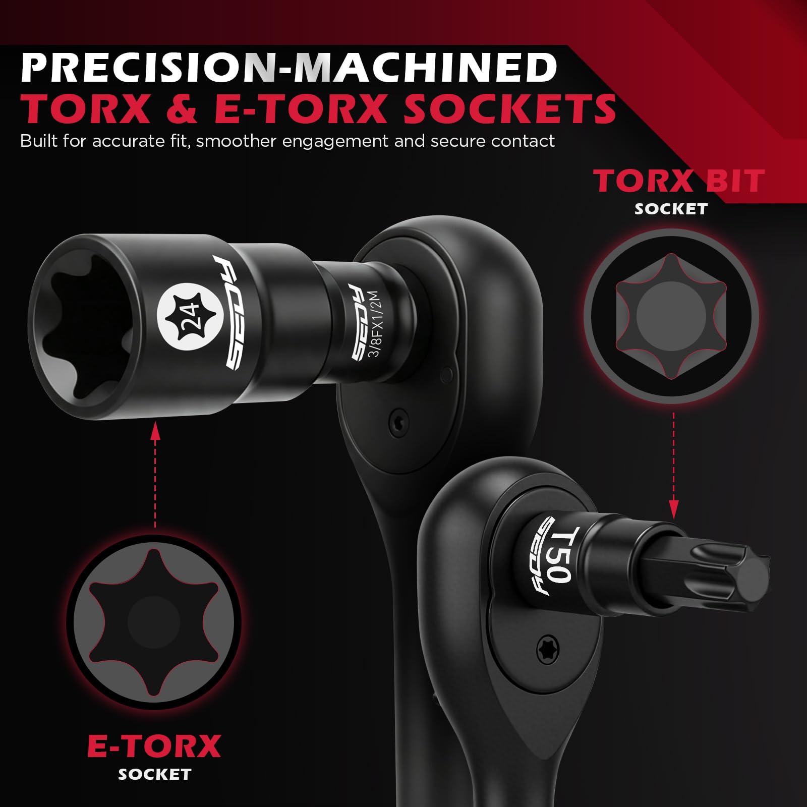 Torx & E-Torx Bit Socket Set - 54 Piece -4