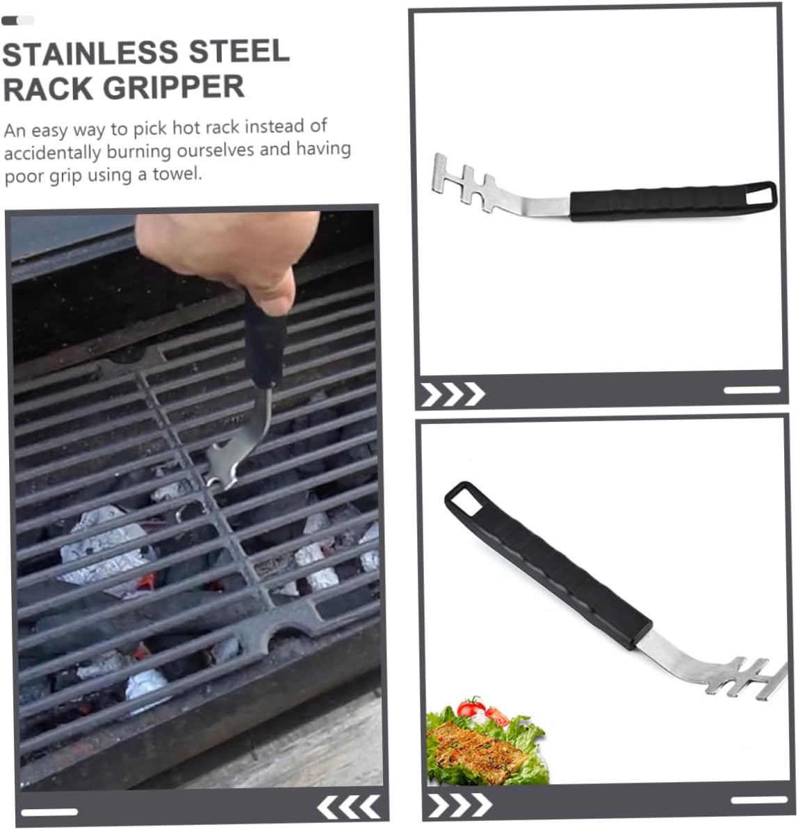 Ciieeo 2Pcs Stainless Steel Barbecue Net Grippers Cooking Lifters for Safe Outdoor Grilling Essential BBQ Tool for Easy Handling and Cooking Multi Functional with Bottle