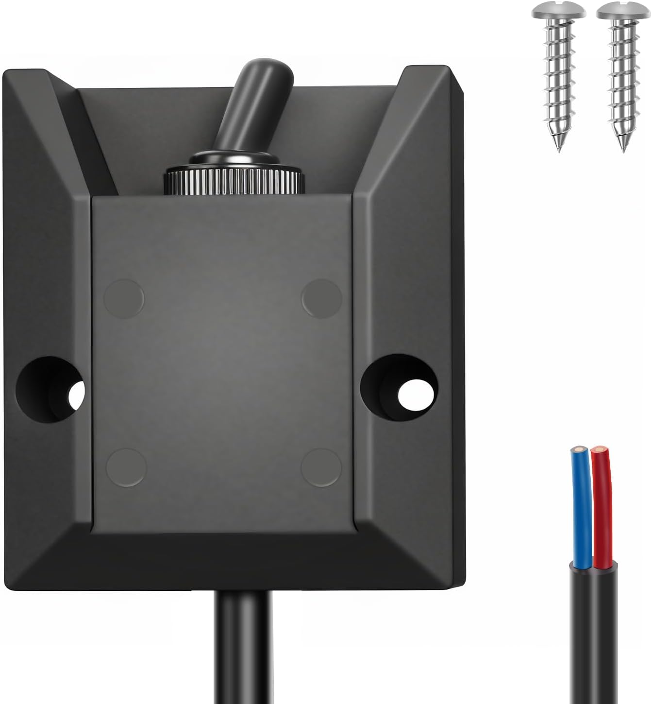 Upgrade Toggle Switch 12v w/2 FT Wired, Heavy Duty Waterproof on Off Switch SPST 2 Pin Latching Rocker Switch 30A Fit for Marine, RV, Automotive, Boat Electrical Systems