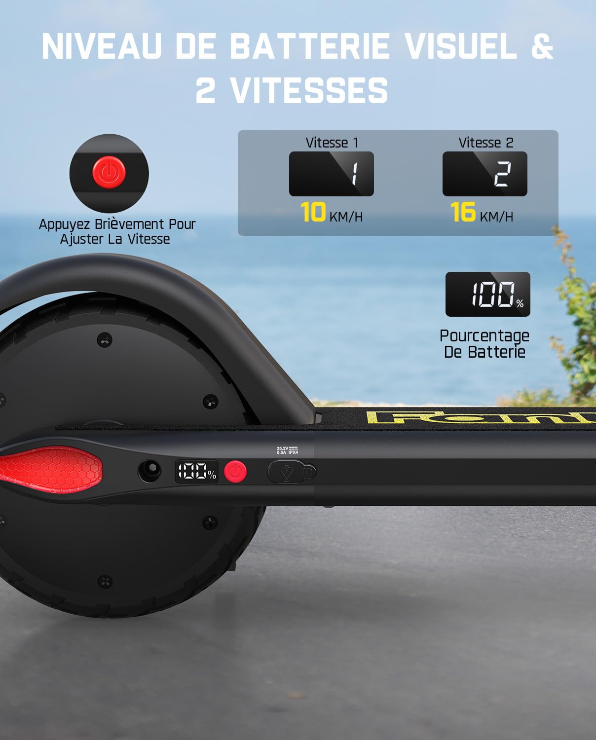 FanttikRide C9 Trottinette Électrique pour Enfants, 10/16 km/h, 8 km | Écran LED, Hauteur Réglable, Pliable et Légère, pour Enfants de 1,2 à 1,6 m, jusqu'à 60 kg