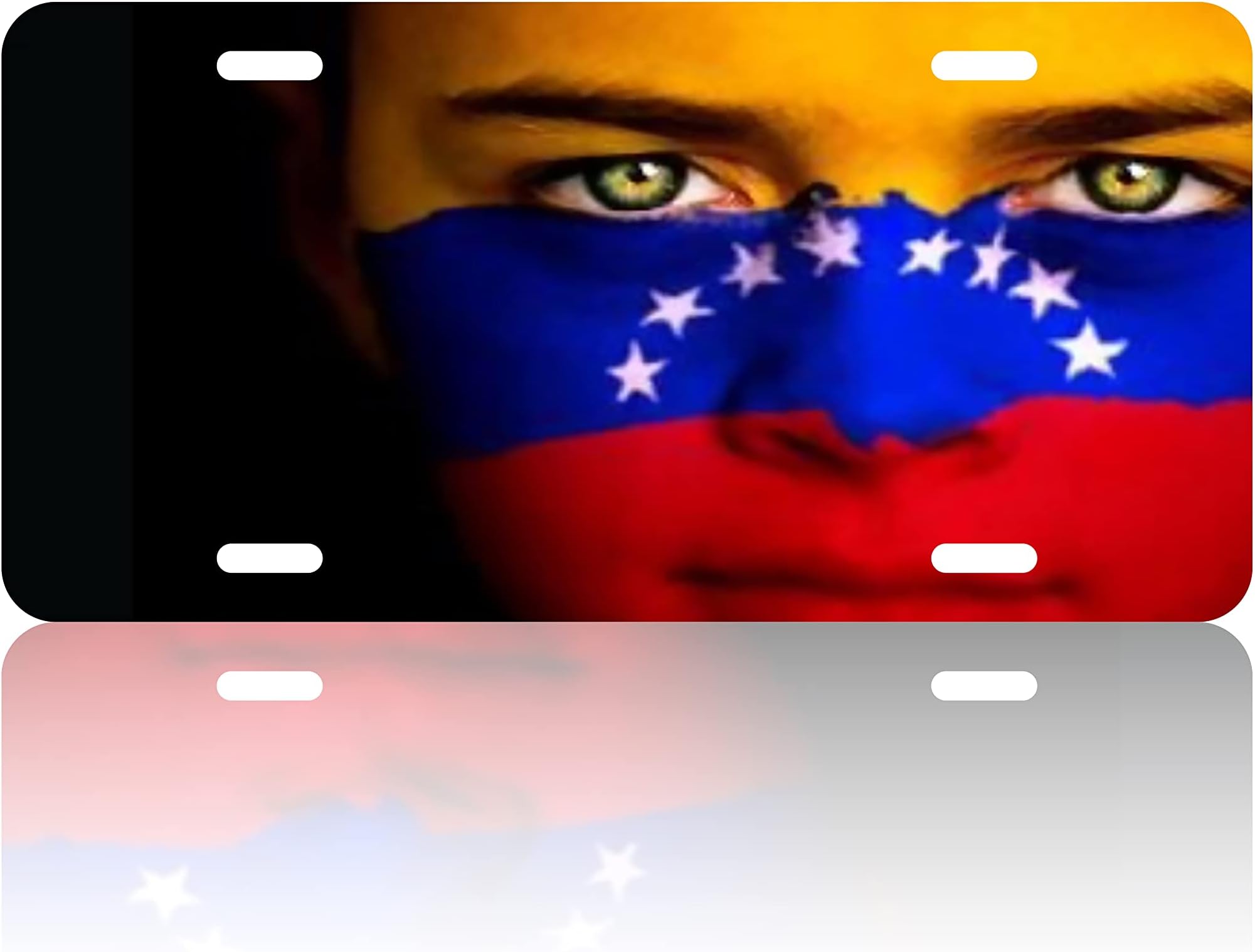 Kanak Worldwide Venezuela Flag Custom Decorative License Plate Cover Auto Car Tag 6"x12" 4 Holes Aluminum Metal Front Plate Cover Frame for Car and Other Vehicles.