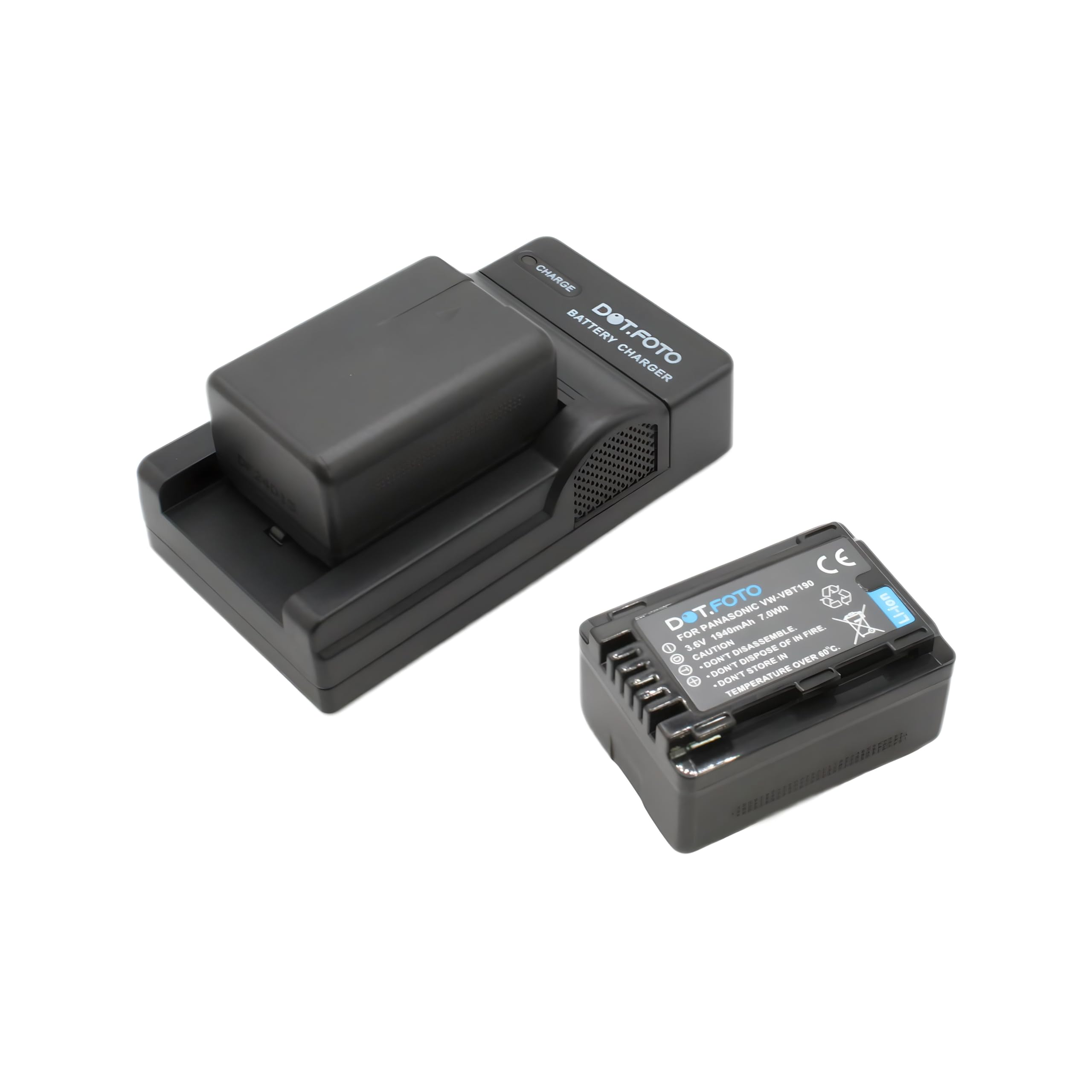VW-VBT190 Premium 1940mAh Batterie (x2) & Chargeur de Batterie USB pour Panasonic HC-V110, HC-V130, HC-V160, HC-V180, HC-V201, HC-V250,HC-V260,V720 V750 V770 V777 VX870 VX980 VX989