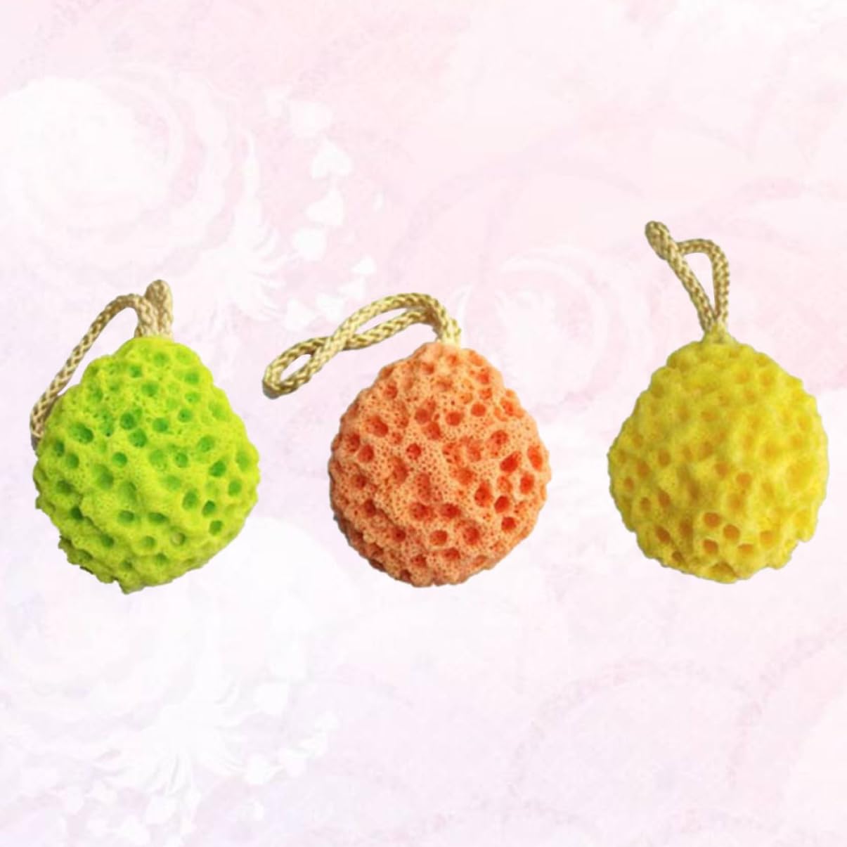 FRCOLOR 9piezas Esponjas Exfoliantes De Con Cuerda Colgante Accesorios Para Adultos y Verde Para Limpieza y Masaje Casa Hotel o