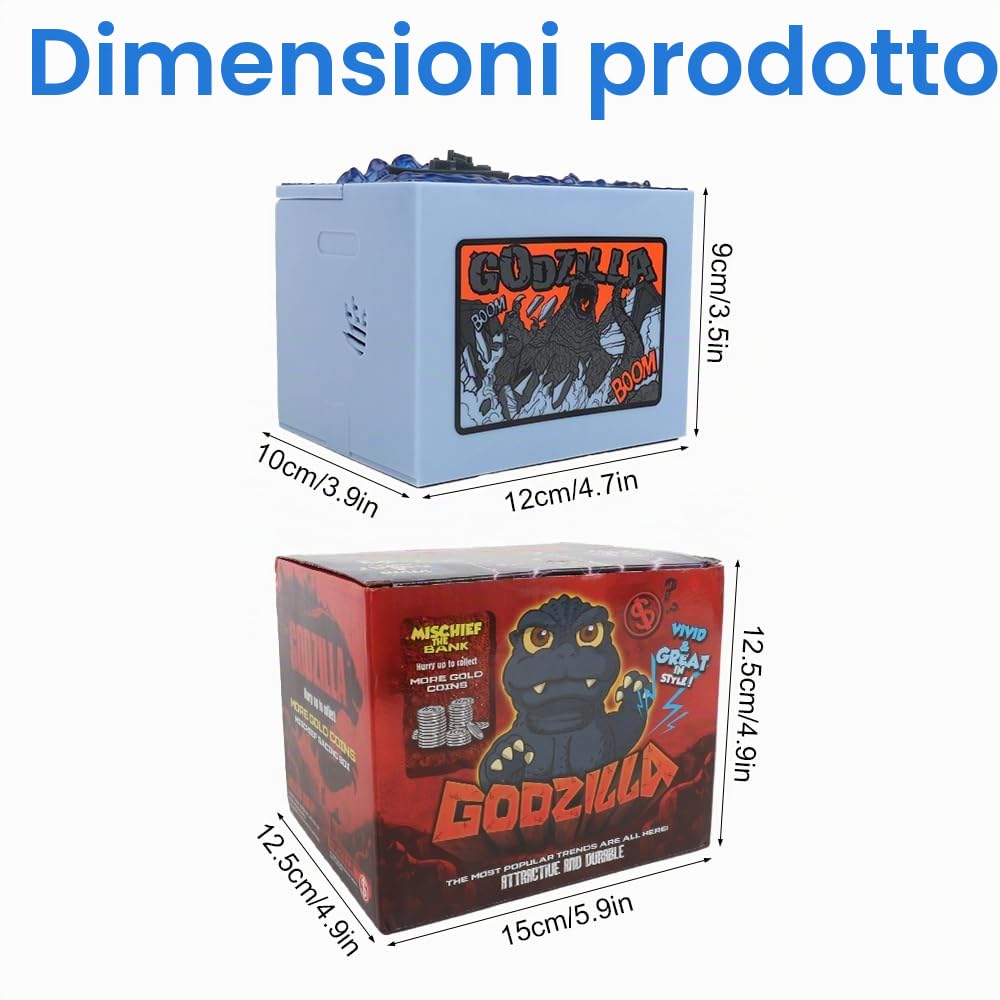 Salvadanaio Dinosauro per Bambini, Godzilla-Salvadanaio Automatico, Compleanno per Ragazzo e Ragazza di Buono per Decorazione, Regalo per Bambino Adulto