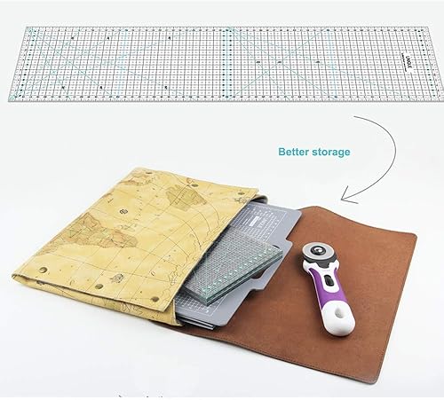 Miniatura 6 de DREAMSTITCH Regla de acolchado plegable de 5.9 x 23.6 pulgadas, se pliega a 5.9 x 5.9 pulgadas, fácil de transportar, fácil de almacenar