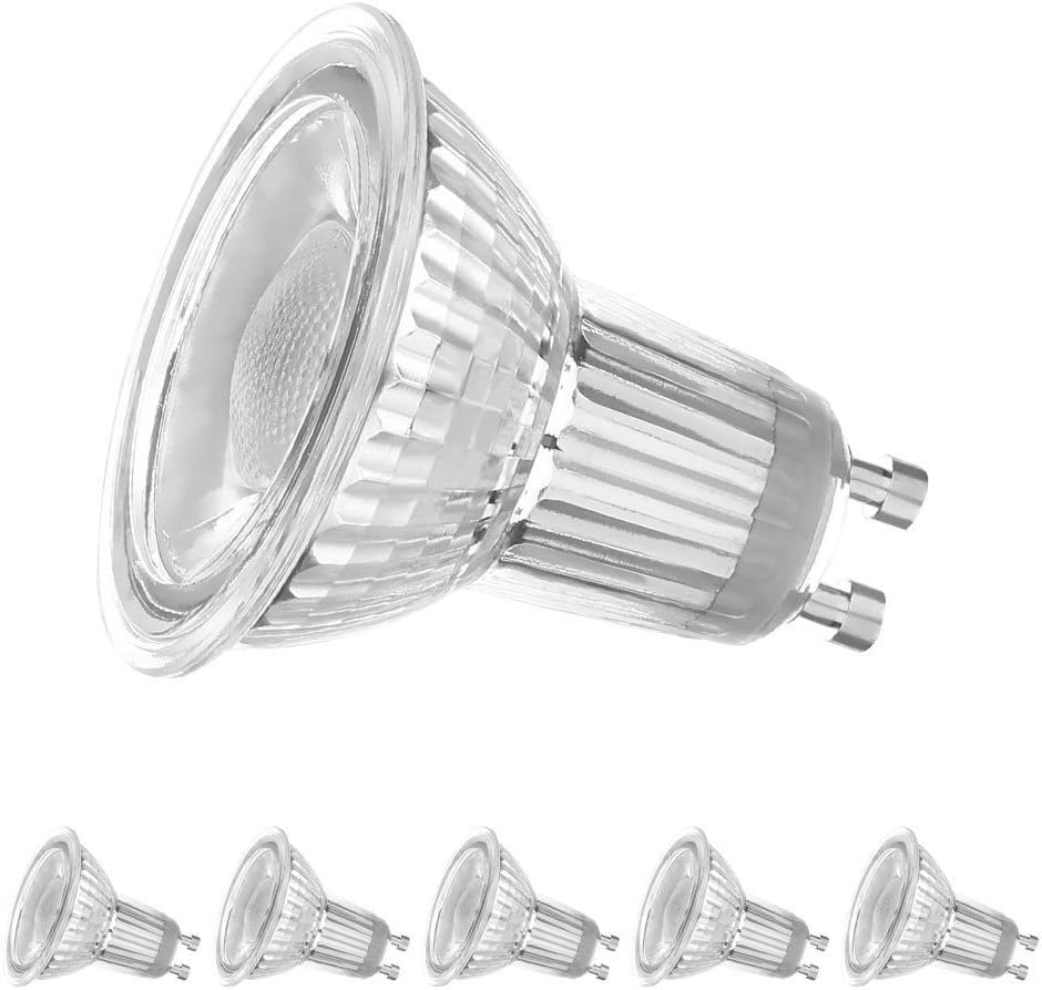 LEDERA GU10 LED Bulbs Dimmable, 120V, 7W (65W Equivalent), Warm White 3000K, 6-pack