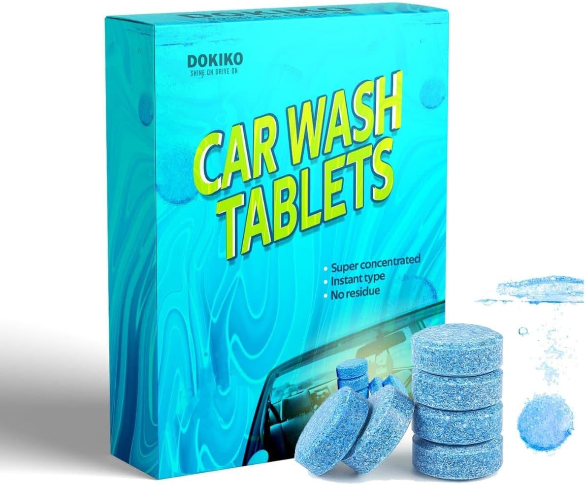 Car Windshield Washer Fluid Tablets | Pack of 50 | Car Glass Cleaner Liquid in Effervescent Tablet Form – Concentrated Washer Solution for Windshield Cleaning