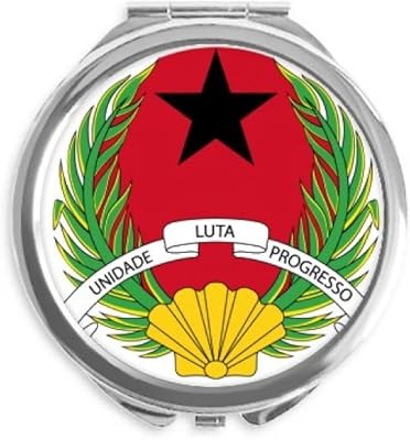 Guinea Bissau National Emblem Hand Compact Mirror Round Portable Pocket Glass