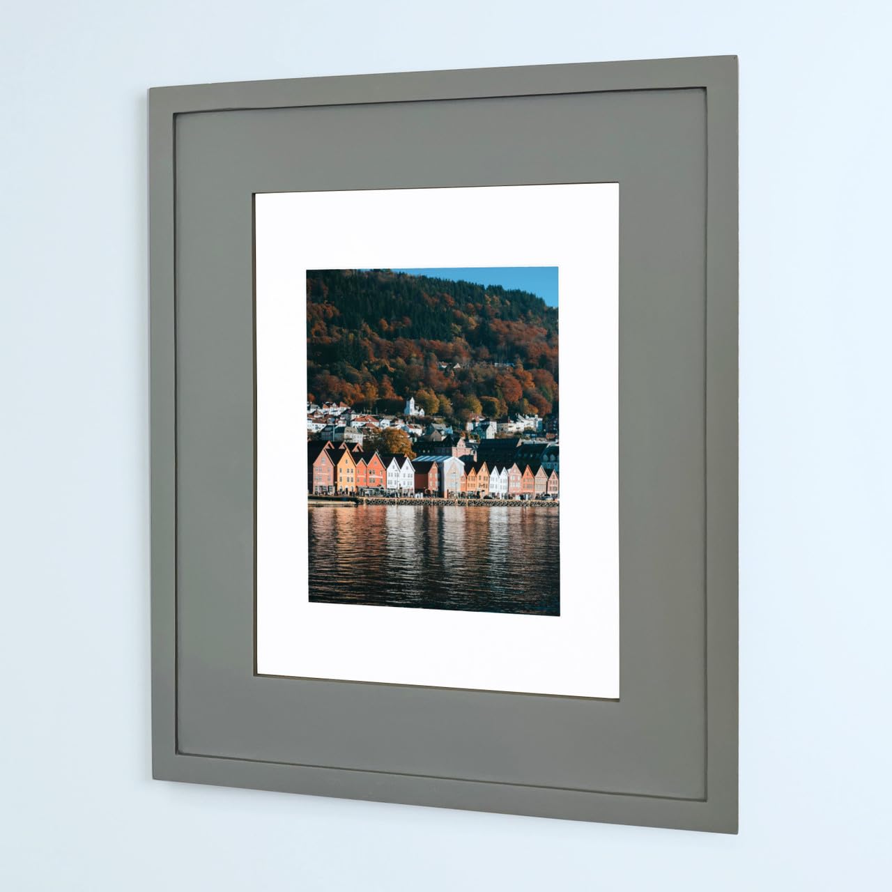 14x18 Concealed Picture Frame Medicine Cabinet without Mirror for Bathroom, Recessed in the Wall, Made in North America, Real Wood, NO MDF, Adjustable Shelves, Hidden, Dark Gray