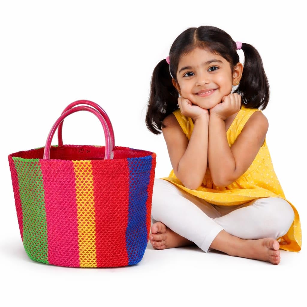 (Pack of 1) Plastic Woven Shopping Basket with Handle | Multipurpose Carry Basket for Vegetables, Grocery & Household Use | Durable Lightweight Utility Basket-image-48