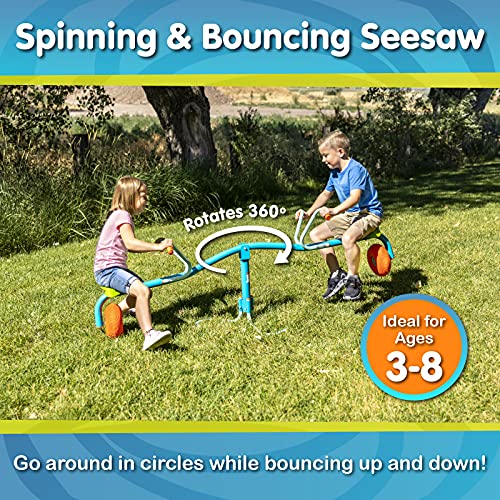 Image of TP Toys Spiro Spin Teeter Totter - Bounces and Spins 360 Degrees, Blue /Green