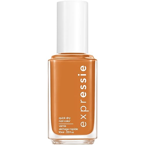essie expressie - Esmalte de uñas vegano de secado rápido, azafrán en el movimiento, naranja marrón cálido, 0.33 onzas.