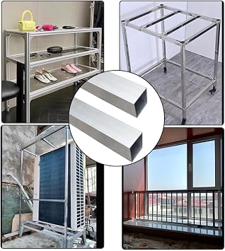16.5 inch 6063 Aluminum Square Tube,8mm x 8mm x 1mm Wall Thickness 420mm Length for Home Furnishing Machinery DIY Projects 4 Pcs