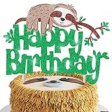 1pcs Happy Birthday Sloth Party Decoration Sloth Cake Topper Animal Theme Cake Topper for Sloth Theme Birthday Party Supplies Baby Shower Favor