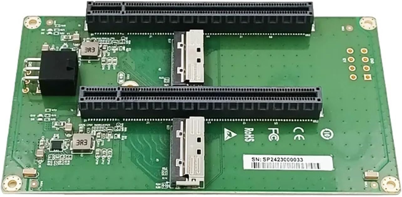 Dual MCIO 8I to 2* PCIe5.0 x16 Slot Riser Card with ATX 2 * 3 pin GPU Power Connector