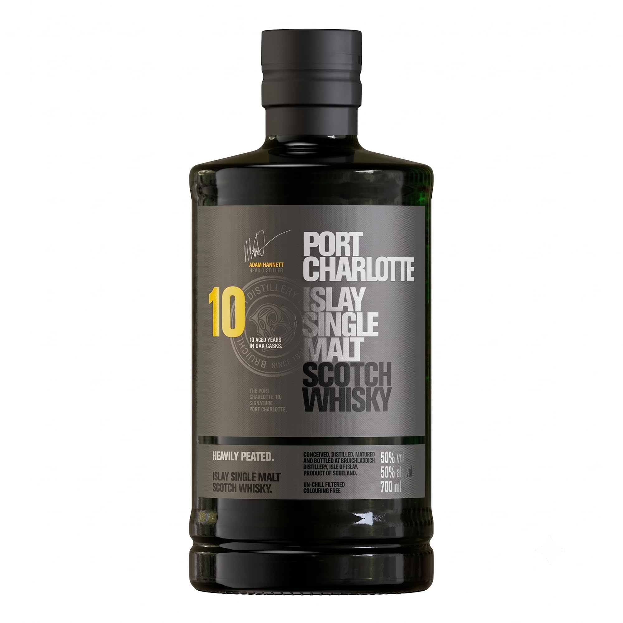 Port Charlotte 10 Years Whisky mit 50% vol. (1 x 0,7l) | Scotch Whisky | Würziger Single Malt von der schottischen Insel Islay