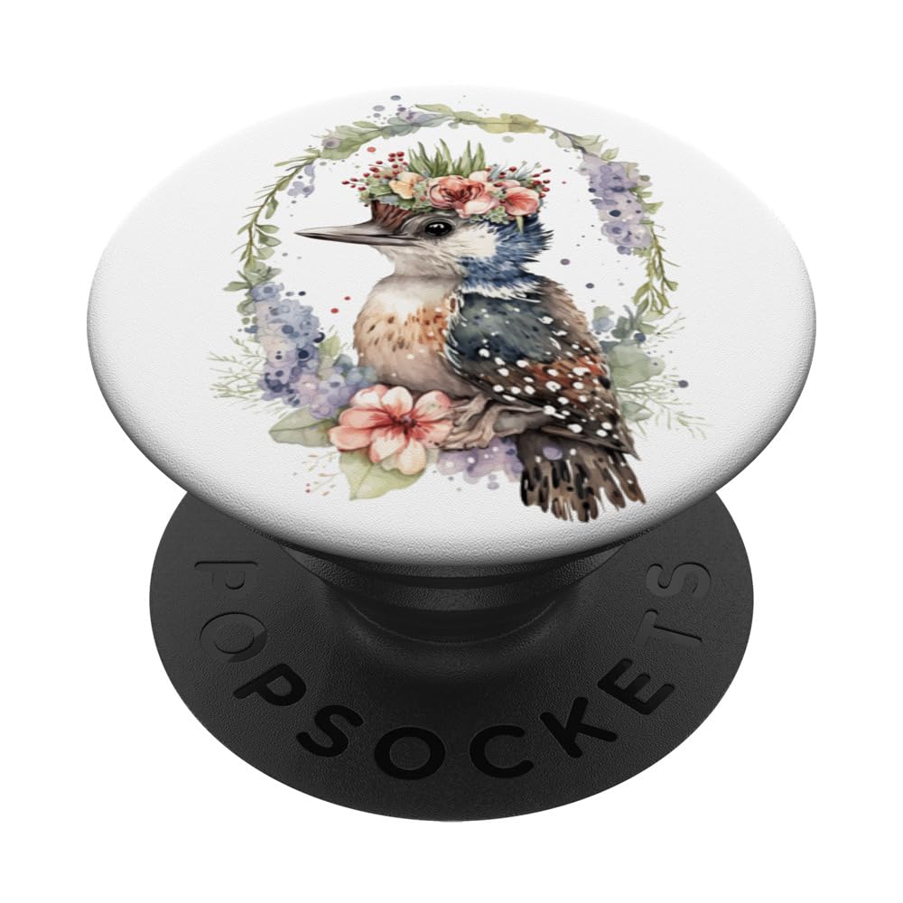 Boho Bird Woodland Animal Floral PopSockets Swappable PopGrip, Black