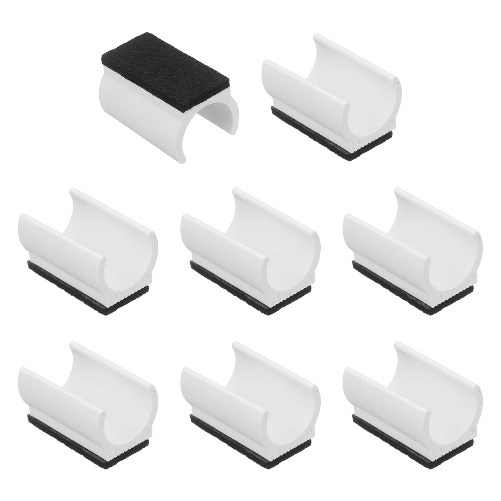 sourcing map 8 Pcs Rectangle U Shaped Chair Leg Caps with Felt Pads, Fit 22mm Dia Tubular Legs, Slide Smoothly Furniture Feet Protectors No Scratches No Noise for Hardwood Floors, White โ image 1