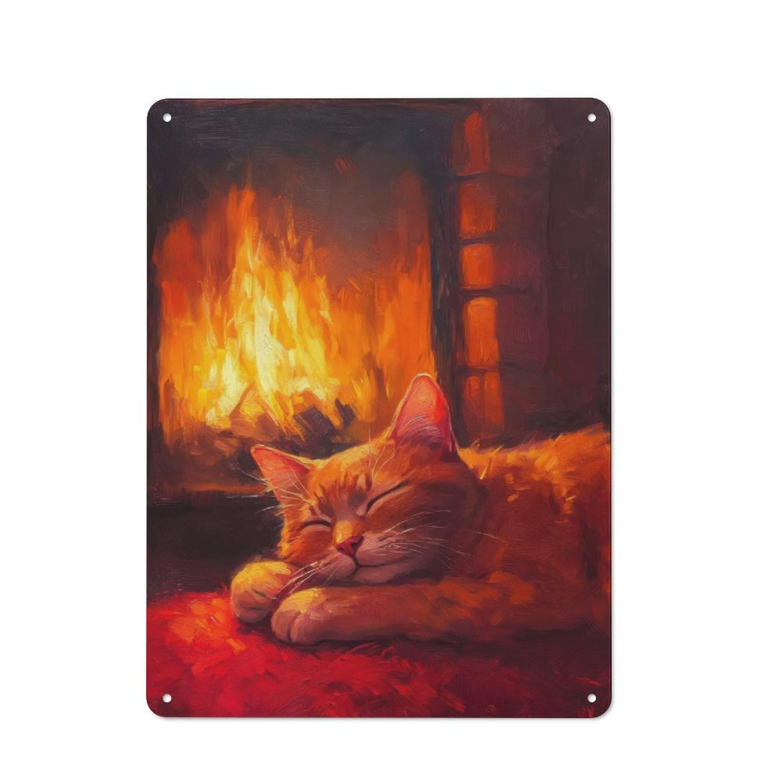 Retro Snuggled in Warmth Metal Wall Plaque 40x30cm, Nostalgic Wall Art for Living Room, Hallway, Kitchen Or Cafe