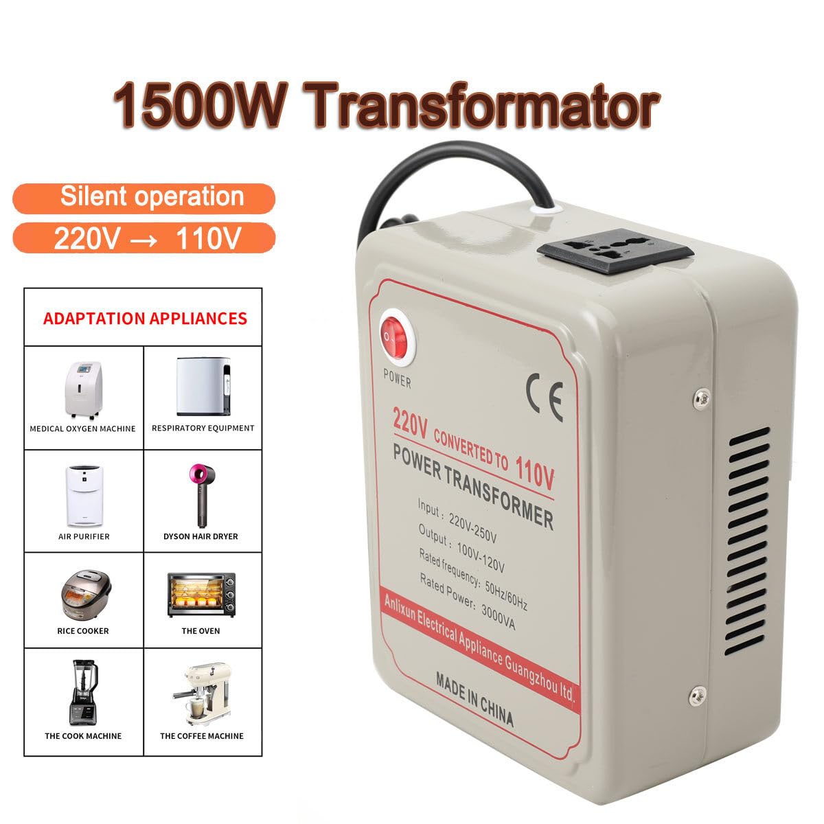 220V auf 110V Spannungswandler Transformator Wandler Konverter Transformer Wandler Umwandler Converter 3000W